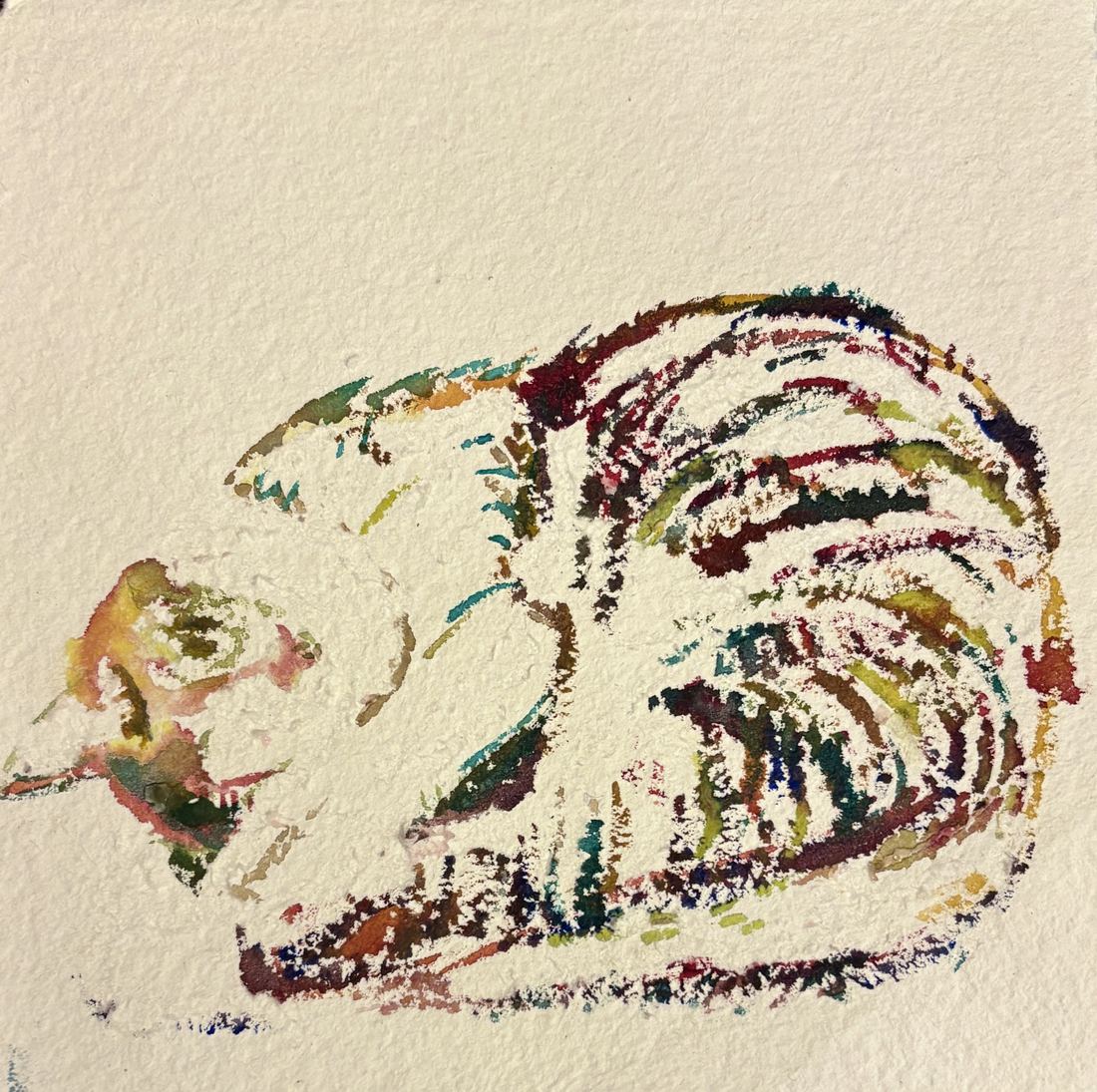 色とりどりの線で描かれた生きものの絵